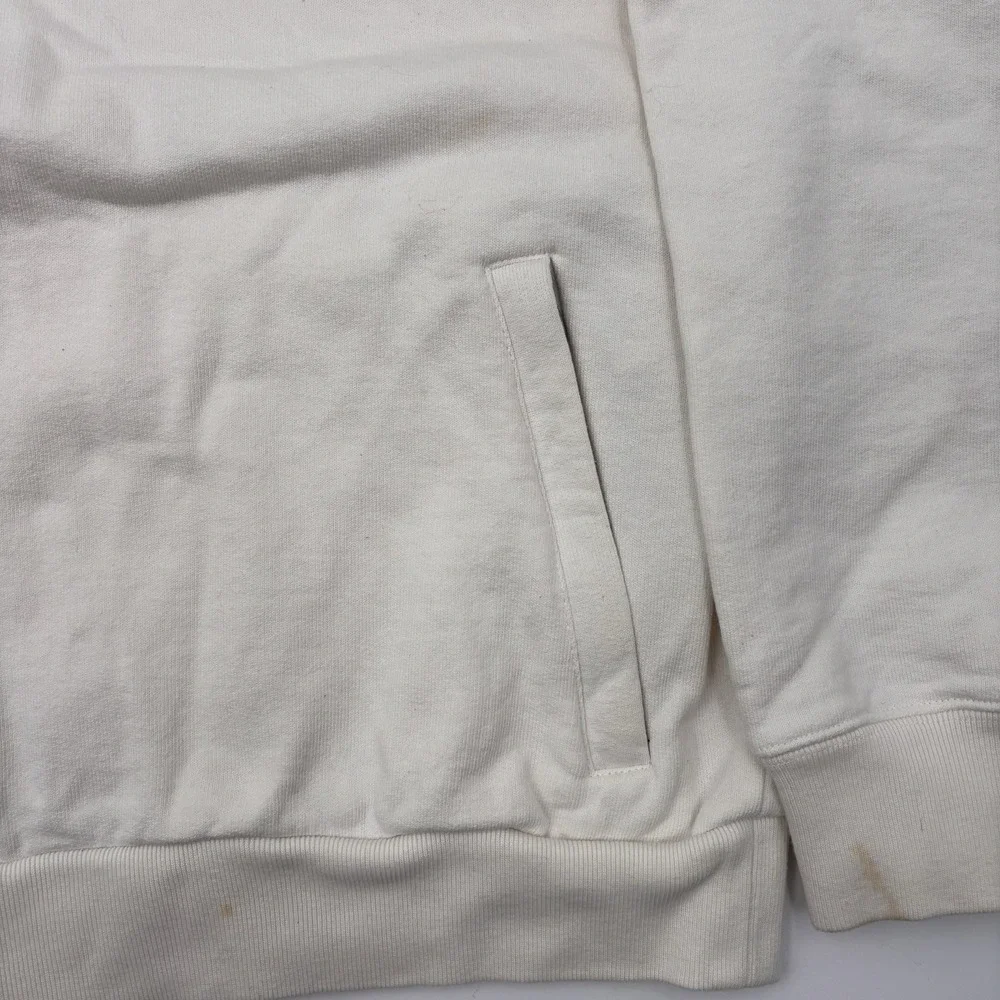Gucci Web Stripe Zip Up Hoodie Mens Large Beige Off White Cotton Italy Authentic